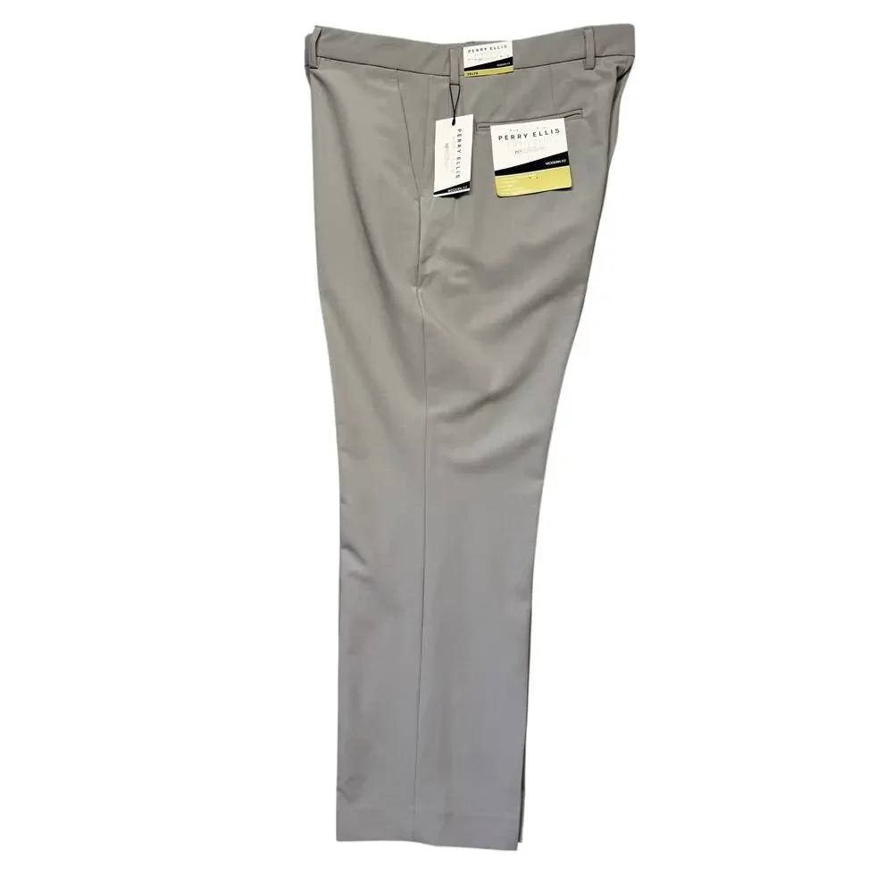 Perry Ellis Portfolio Men's Modern-Fit Stretch Pants Chiseled Stone 38x29 $95